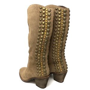 Sam Edelman Nelle Studded Leather Suede Boots Size 9M Tan